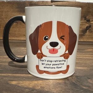 Winking Dog Mug with Brown and White Design